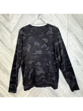 Lululemon Scuba Crew Heritage 365 Camo Pullover Sweatshirt Black Womens Size 12